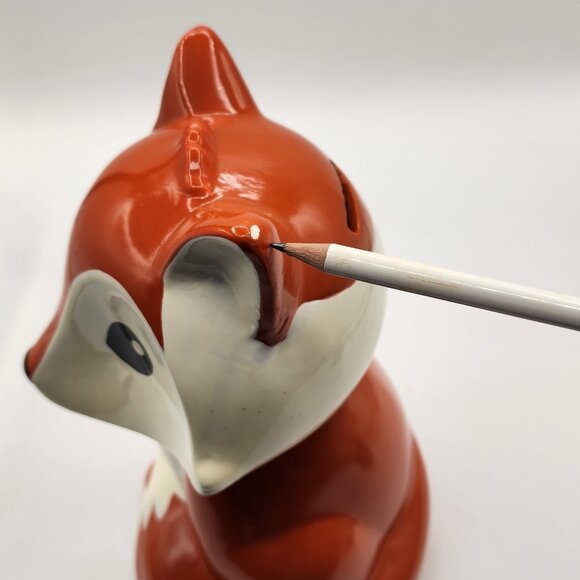 Red Fox Ceramic Coin Bank Burnt Orange White Fab NY Piggy Bank Foxy - Picture 11 of 11